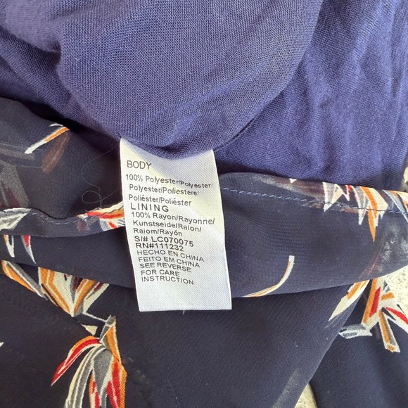 NEW Luca Couture Navy Blue Short Sleeve Romper Tropical Sheer Overlay Small NWT - Picture 12 of 13